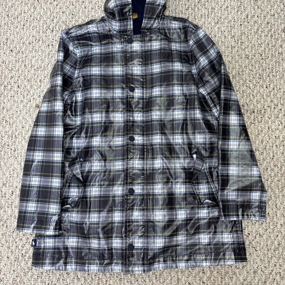 Polo Ralph Lauren Raincoat Jacket Girls XL 16 Water Resistant Plaid Hooded